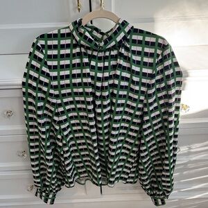STINE GOYA Green and Black Patterned Top